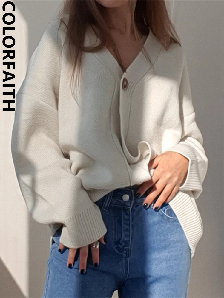 Colorfaith New 2022 V-Neck Buttons 