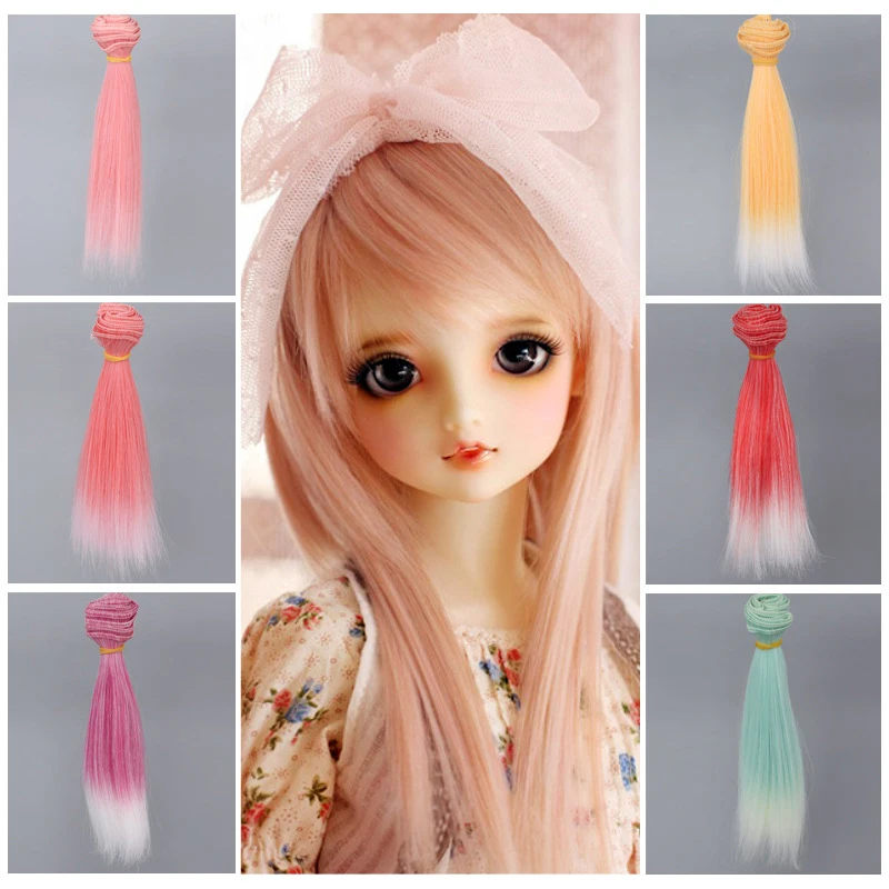 15*100 Cm Tress For Dolls Accessories BJD Obll Doll Hair For Girls DIY Toys Straight Hair High-Temperature Wigs For Dolls Band