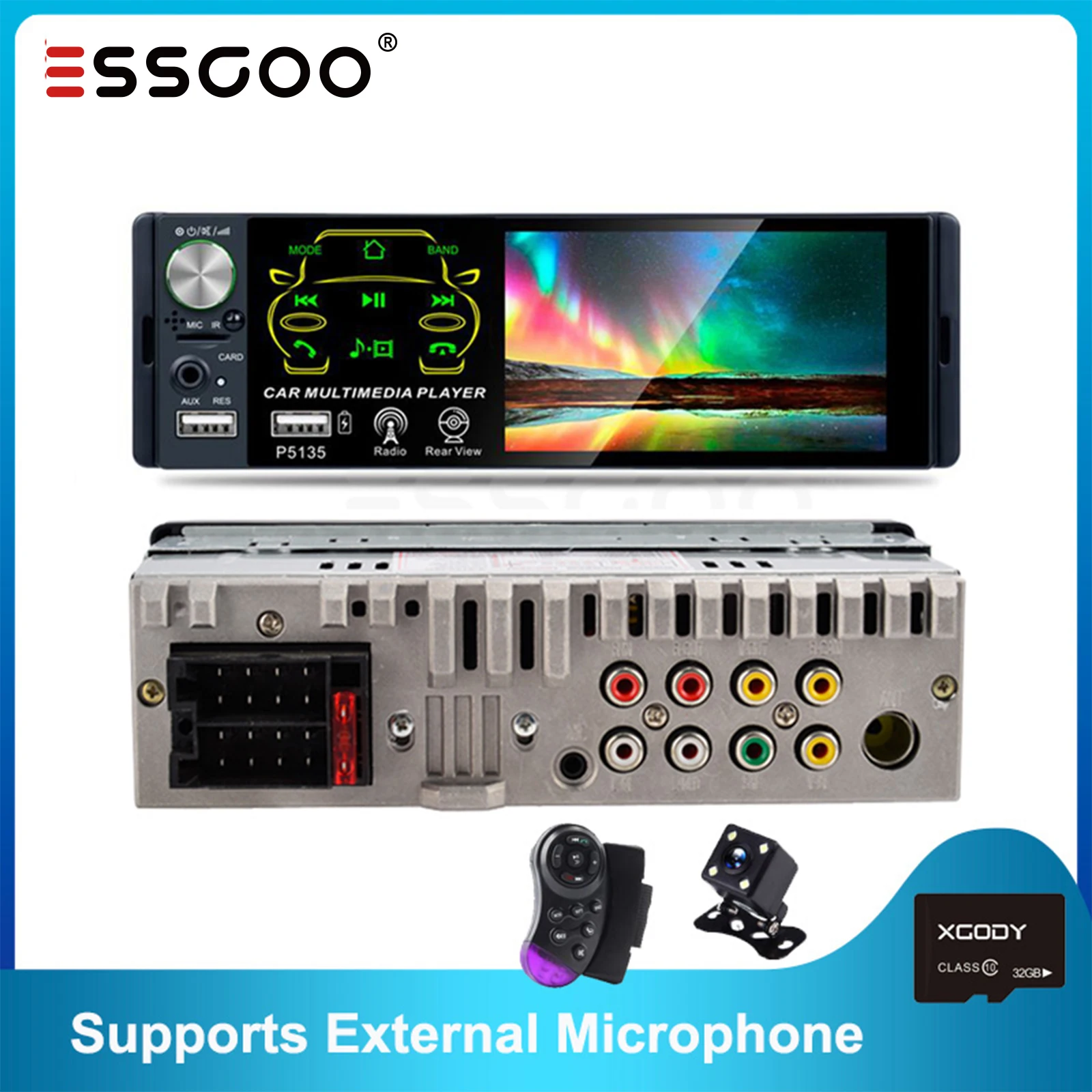 Купить Автомобильная электроника | ESSGOO 1 DIN Car Stereo Autoradio 4. ...