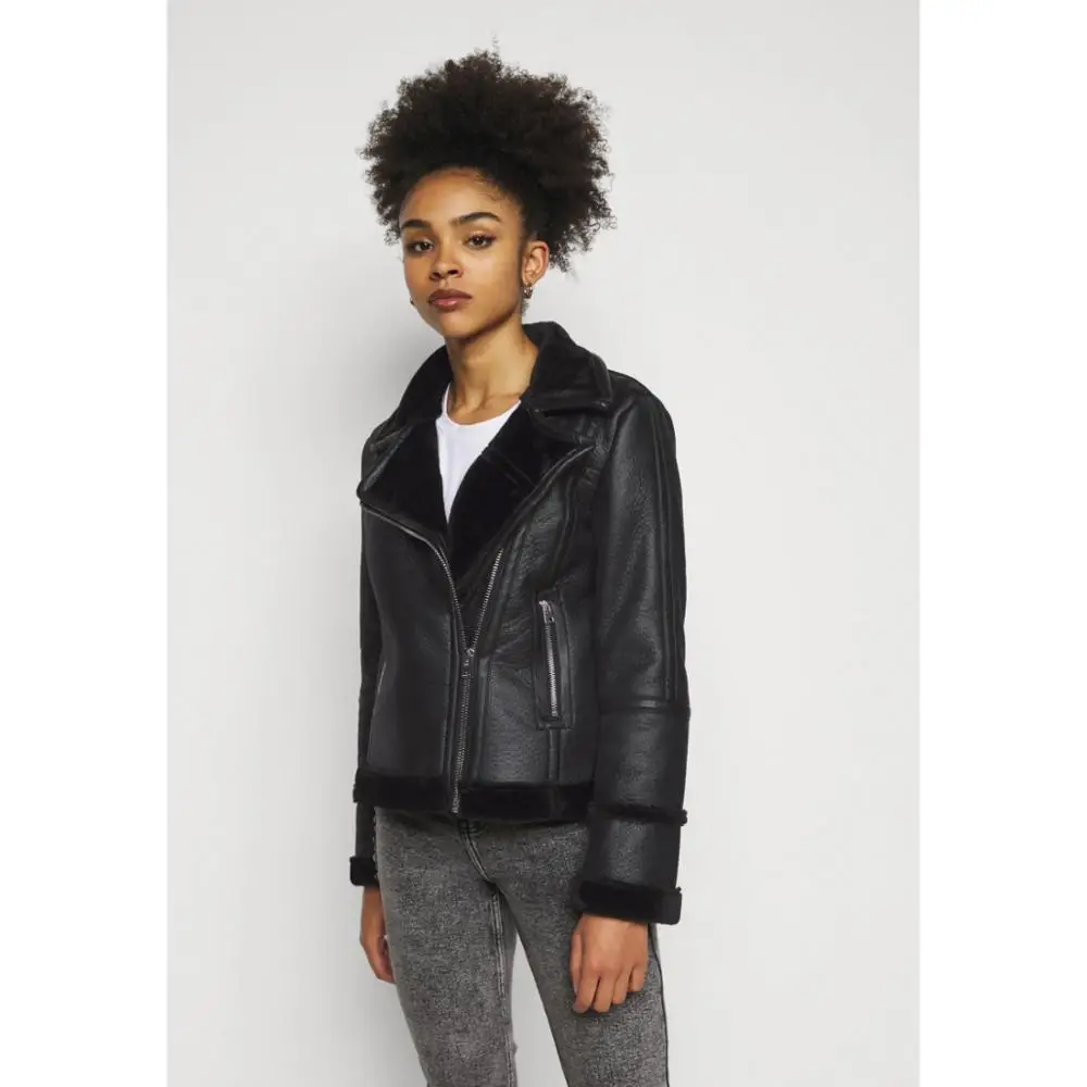 leather jacket with sheep wool