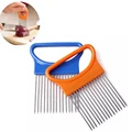 1Pc Stainless Steel Vegetable Fruit Cutter Onion Slicer Holder Kitchen Gadget Tool For Cooking Vegetable Artifact preview-1