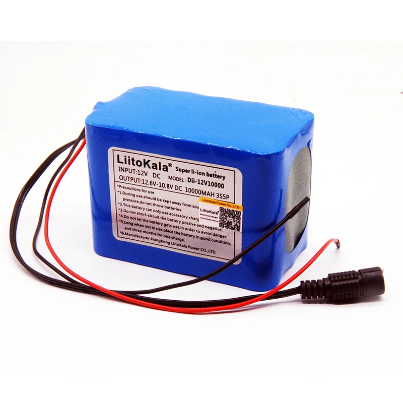 HK LiitoKala 100% New Protection Large capacity 12 V 10Ah 18650 lithium Rechargeable battery pack 12v 10000 mAh capacity-animated-img