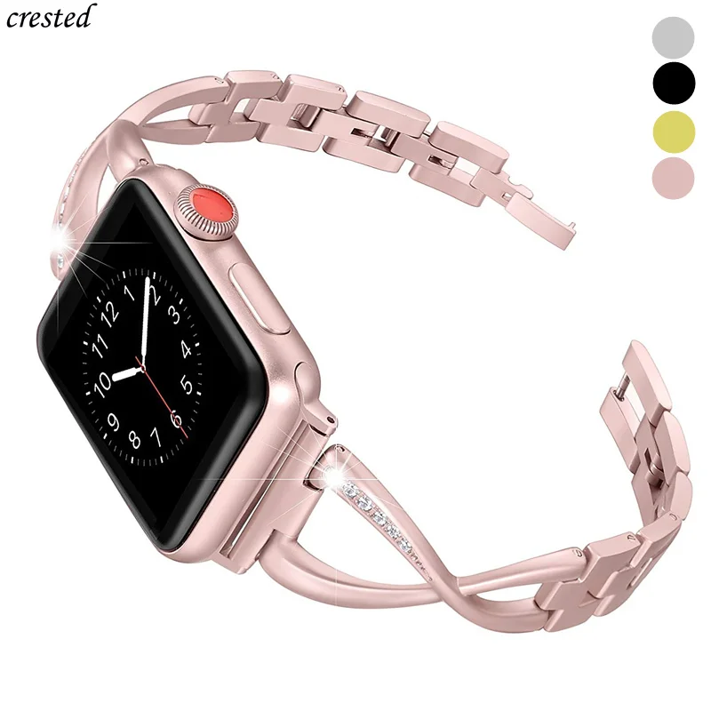 Stainless steel strap for Apple watch band 40mm/44mm iWatch band 38mm/42mm Diamond Metal bracelet Apple watch series 6 5 4 3 se