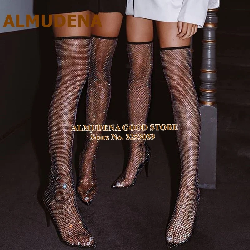 bling knee high boots