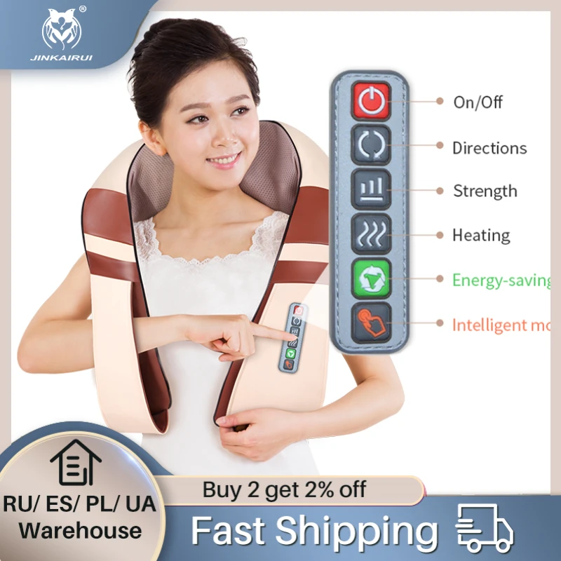 Back Neck Shoulder Massager U Shape Electrical Shiatsu Car Home Dual Use